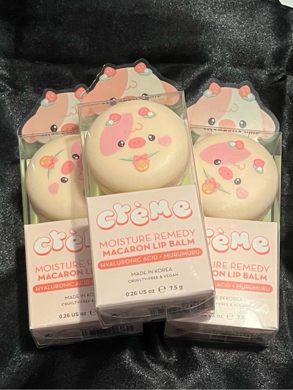 3 Crème Shop Pink Macaroon Moisture Remedy Lip Balms - Hydrating Peach Scent